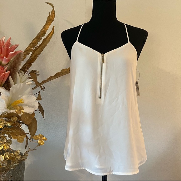 Express NWT Sleeveless Ivory Blouse with Gold Zipper - Picture 1 of 12